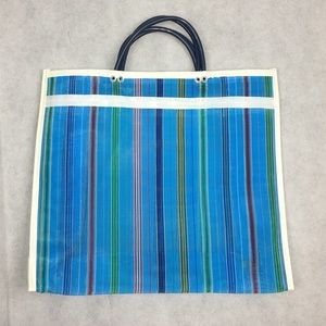 NWOT Plaid Blue Mesh Reusable Tote Bag